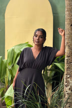 Flowy V-Neck Empire Waist Maxi Dress