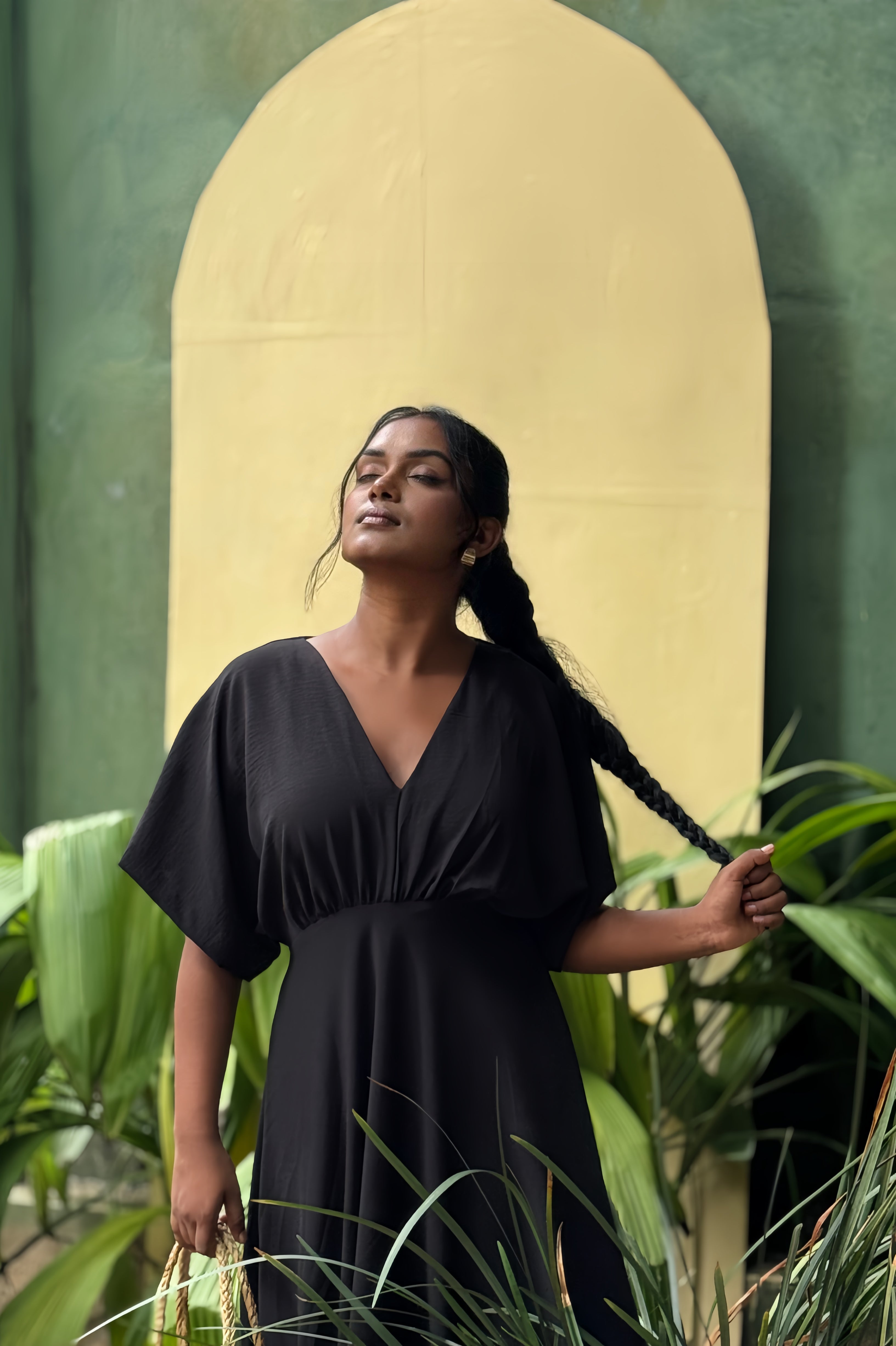 Flowy V-Neck Empire Waist Maxi Dress