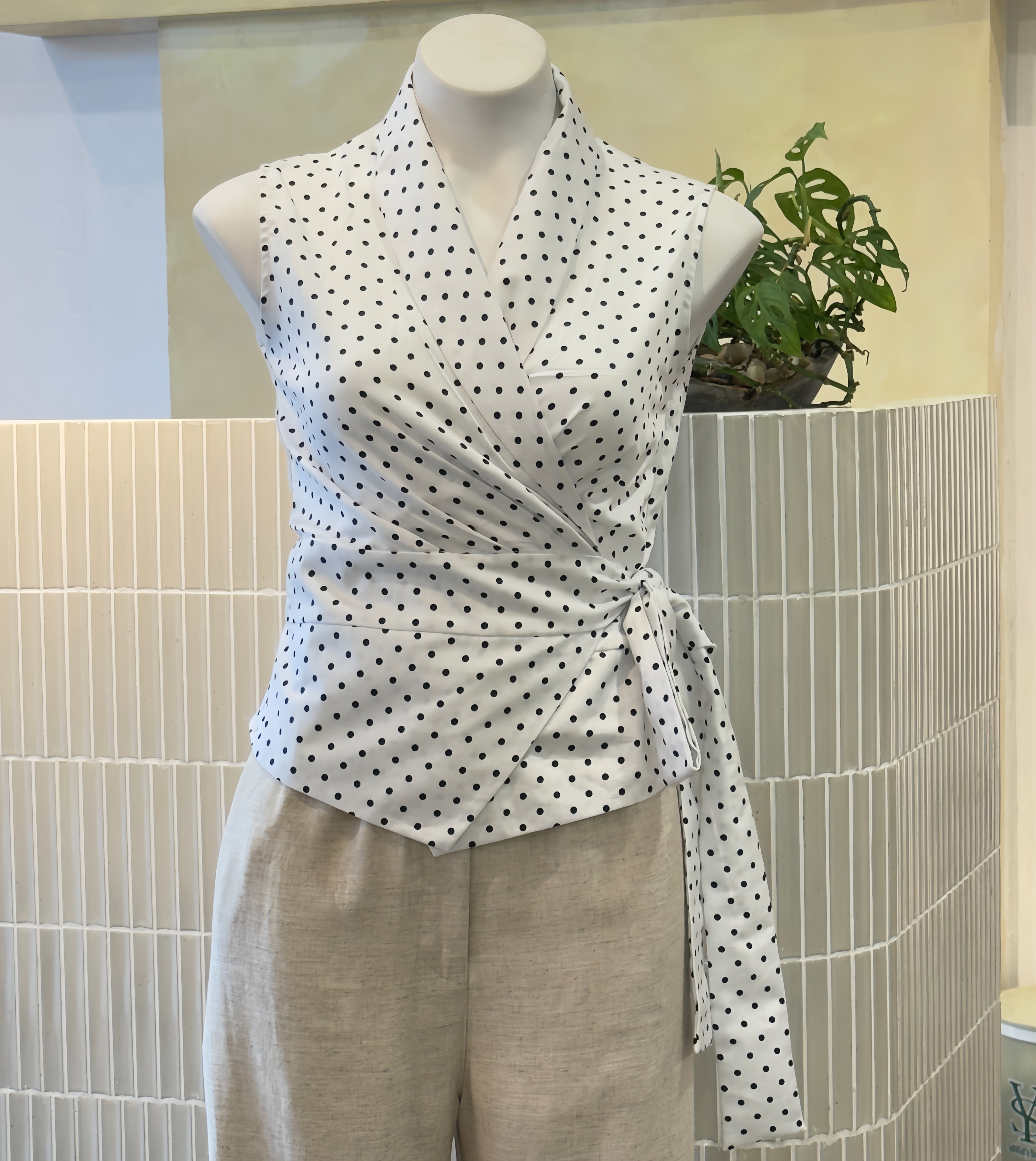 Polka Dot Wrap Top