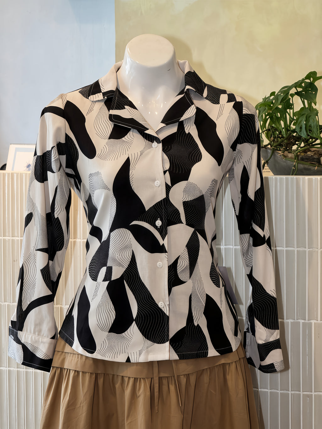 Coat Collar Button Down Shirt Blouse