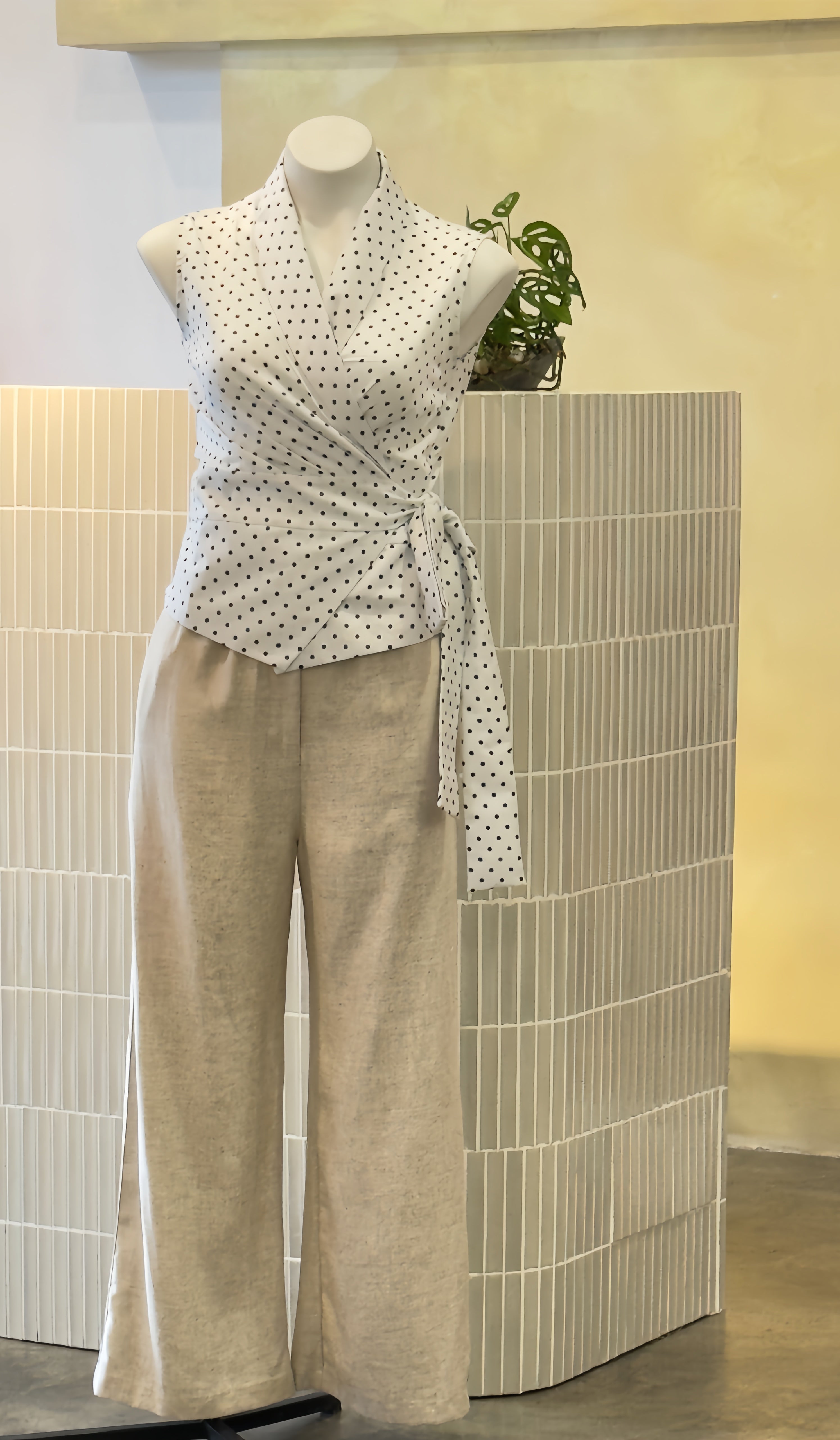 Polka Dot Wrap Top