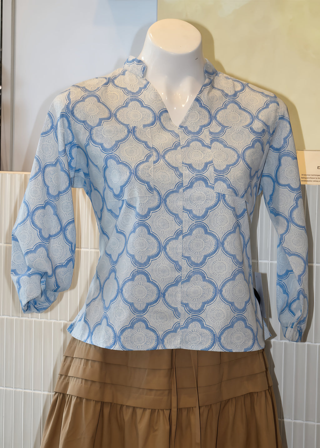 V Neck Puff Sleeve Blouse