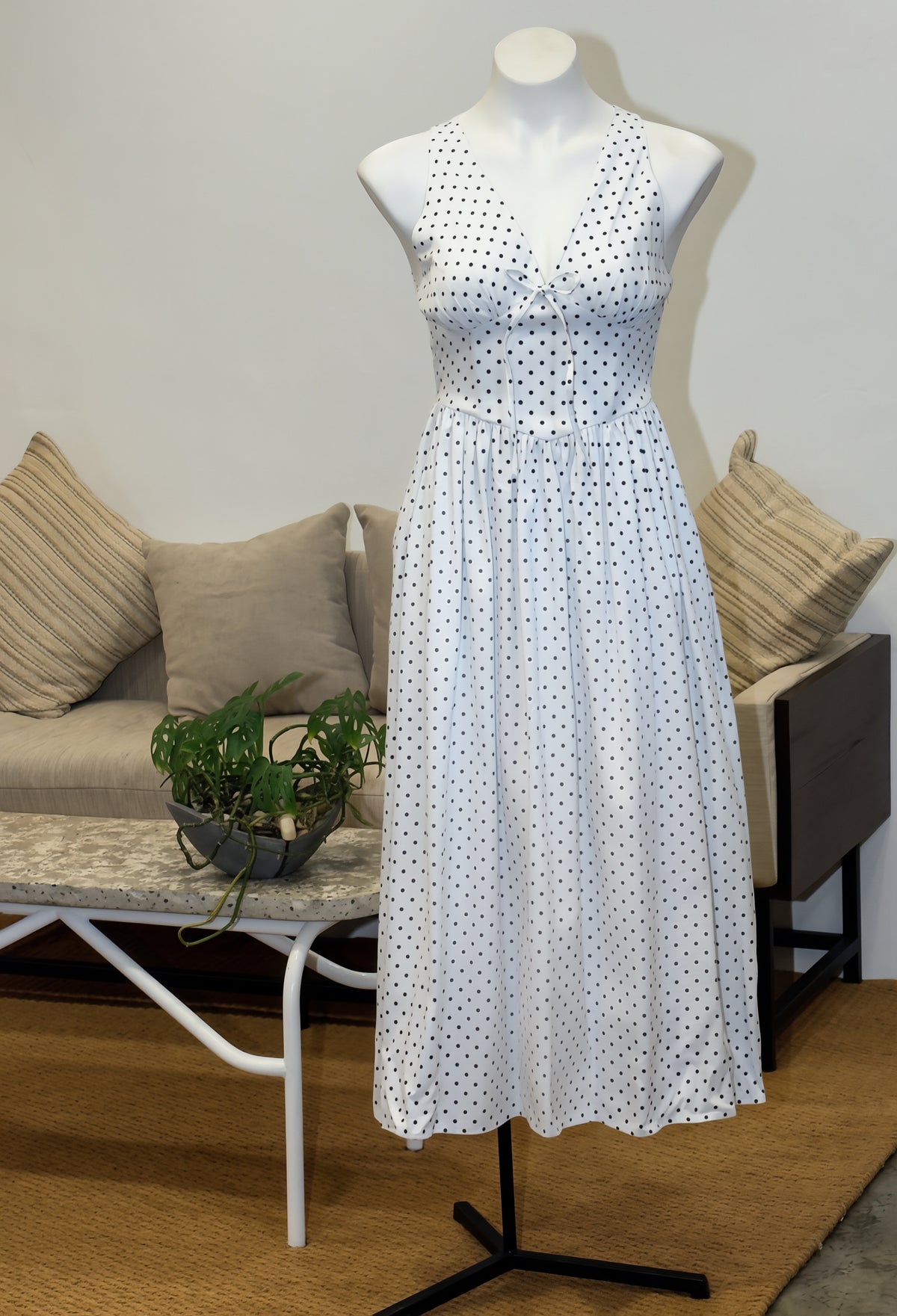 Polka Dot Sleeveless Midi Dress