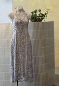 Halter V Neck Flared Midi Dress