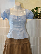 Light Blue Puff Sleeve Top
