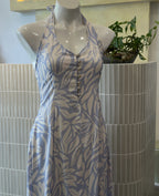 Halter V Neck Flared Midi Dress