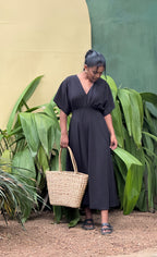 Flowy V-Neck Empire Waist Maxi Dress