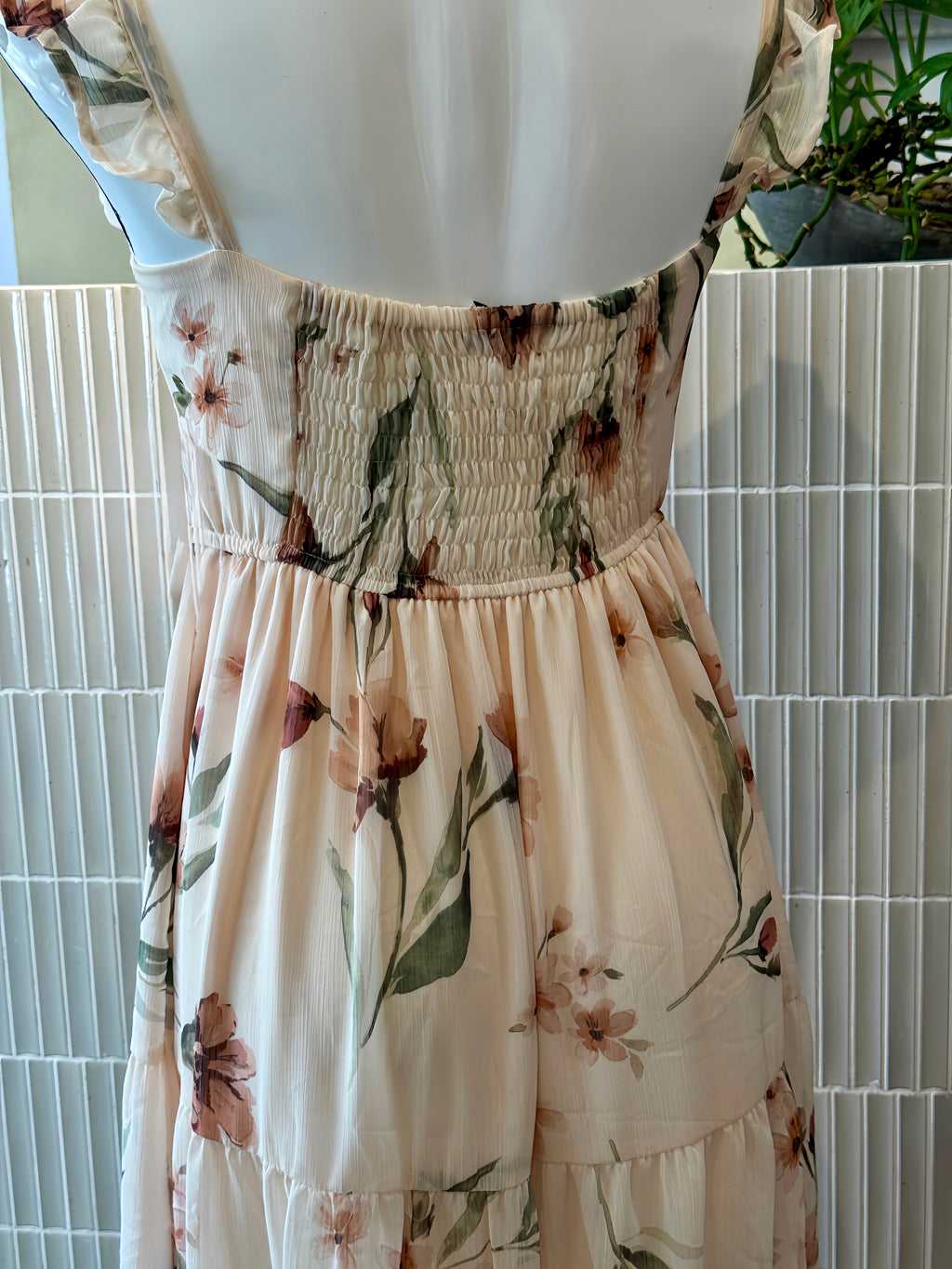 Ruffle Detail Back Smocked Tired Dress