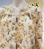 Marigold Floral Ruffle Button-Front Top