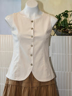 Sleeveless Button Down Coat Blouse
