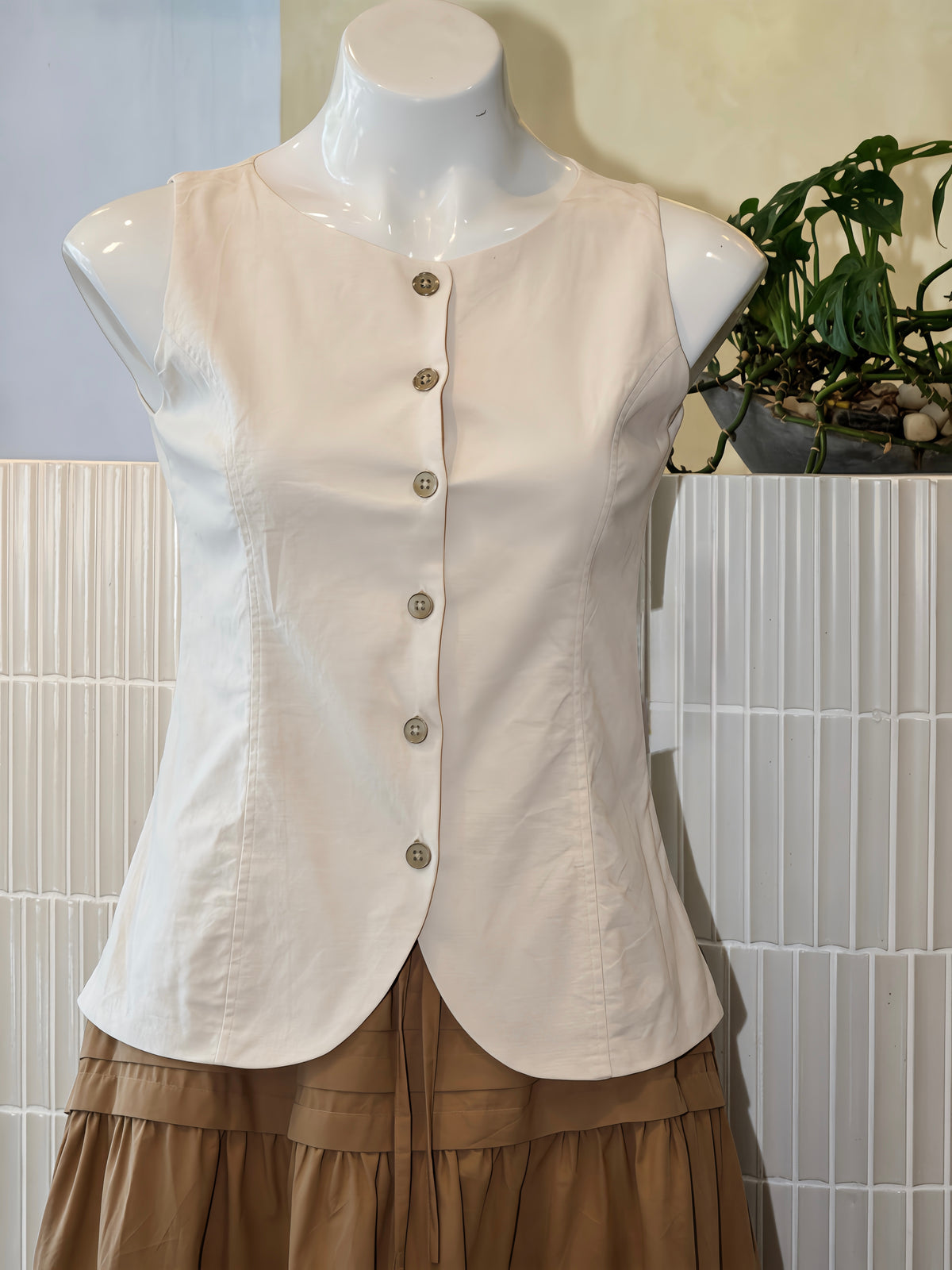 Sleeveless Button Down Coat Blouse