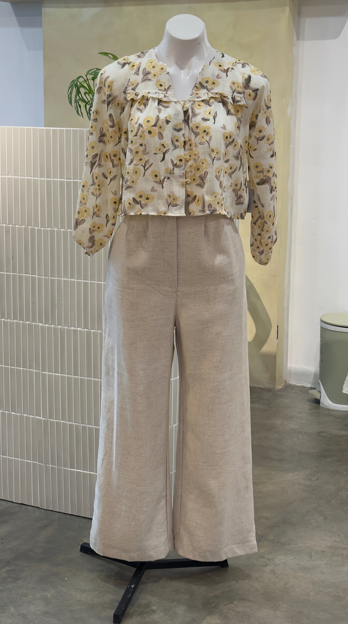 Marigold Floral Ruffle Button-Front Top